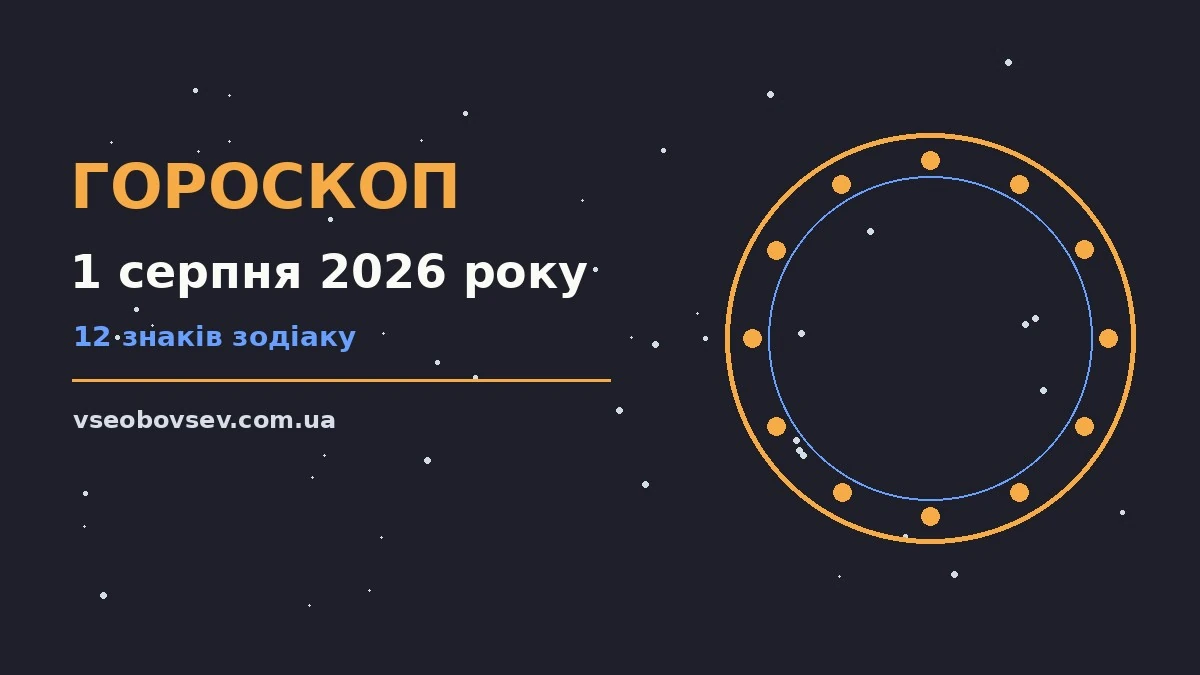 Гороскоп на 1 серпня 2026 року для всіх знаків Зодіаку