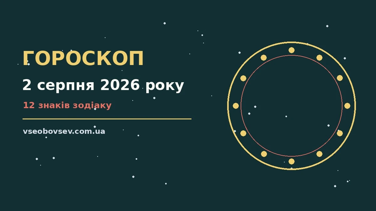 Гороскоп на 2 серпня 2026 року: ключові моменти дня для грошей і кохання
